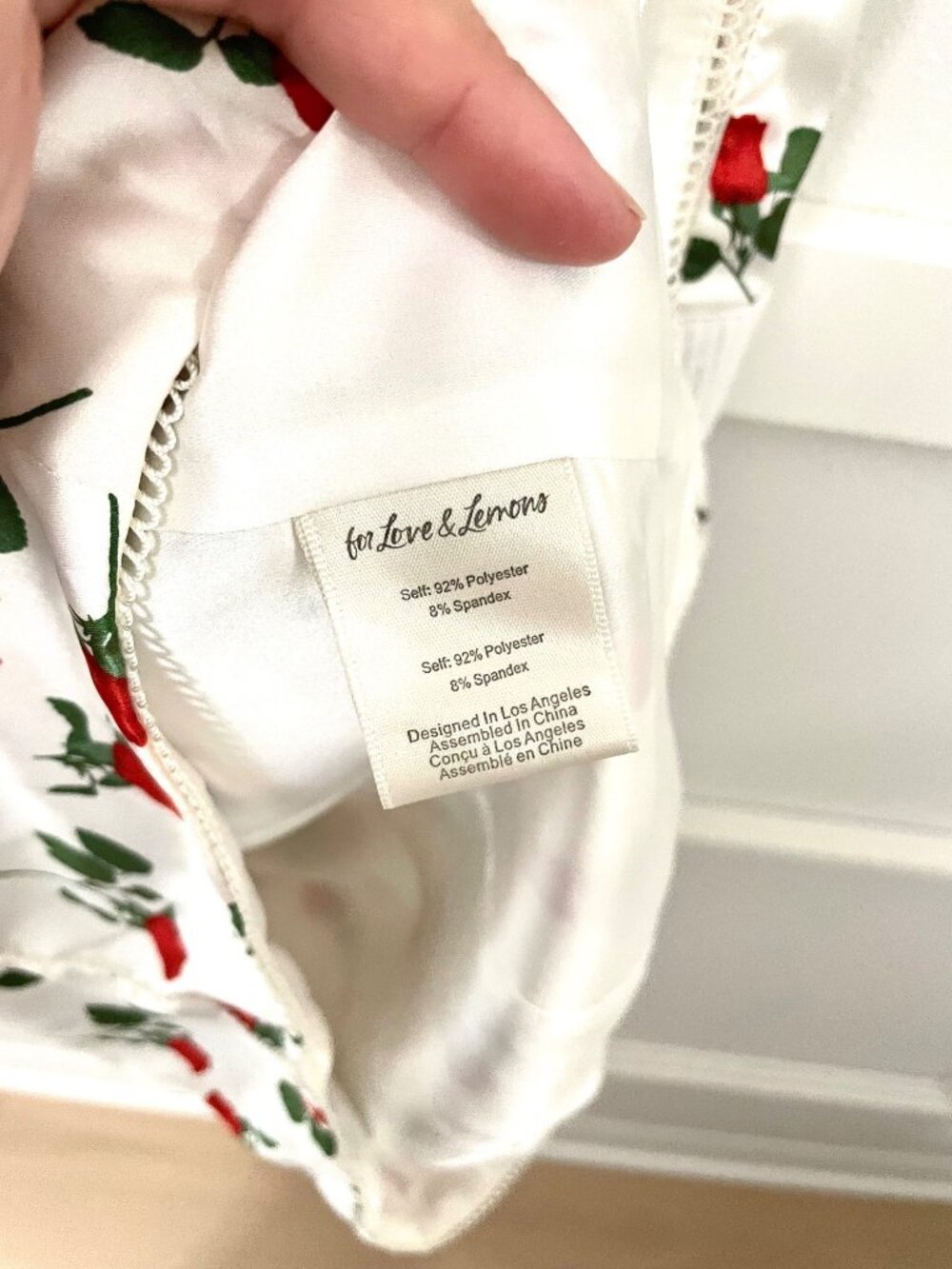 For Love and Lemons White & Red Roses Floral Love Song Mini Dress M Romantic - Picture 4 of 7
